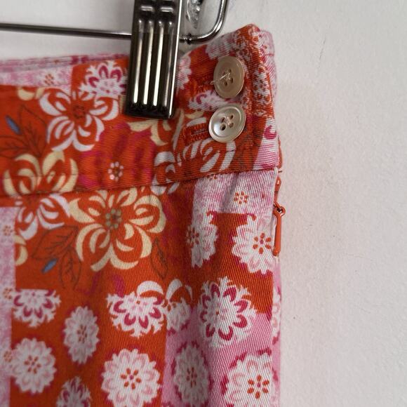 Harolds Pants 10 Orange Pink Patchwork Side Zip 30 x 25 Crop Boho Straight Party - Picture 4 of 8